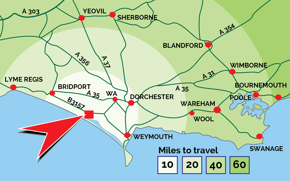 Distance map of Abbotsbury Swannery